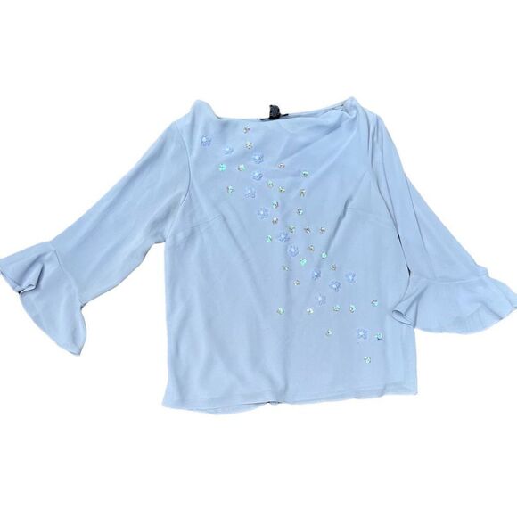 MOR-SHERRI Grey Blouse W/ Shoulder Pads Size 16 - Picture 1 of 4